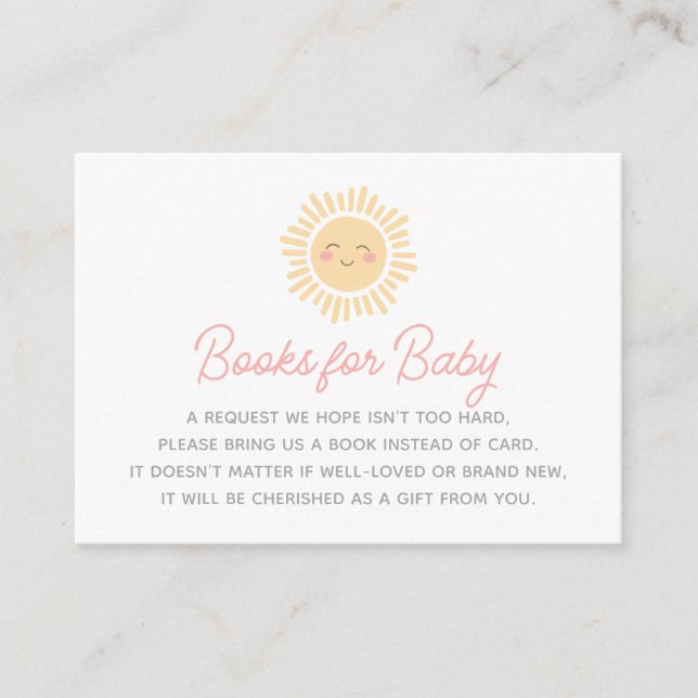 Little Sunshine Baby Shower Books for Baby Enclosure Card (Front)
