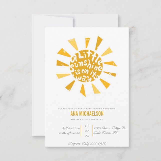 Little Sunshine Baby Shower Invitation (Front)