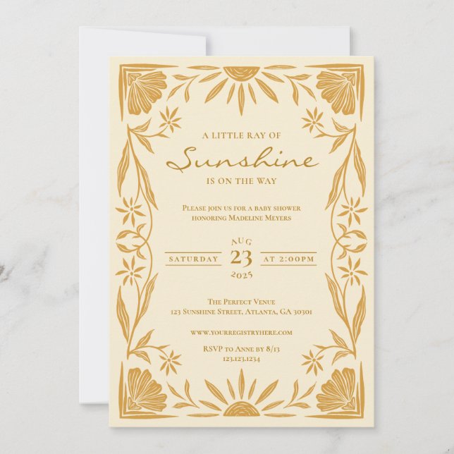 Little Sunshine Baby Shower Invitation (Front)
