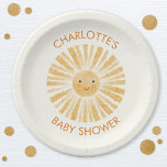 Little Sunshine Baby Shower Personalised Paper Plate<br><div class="desc">A happy yellow watercolor sunshine on a soft cream background for an adorable baby shower.  Change the text to customise.  Original art by Nic Squirrell.</div>