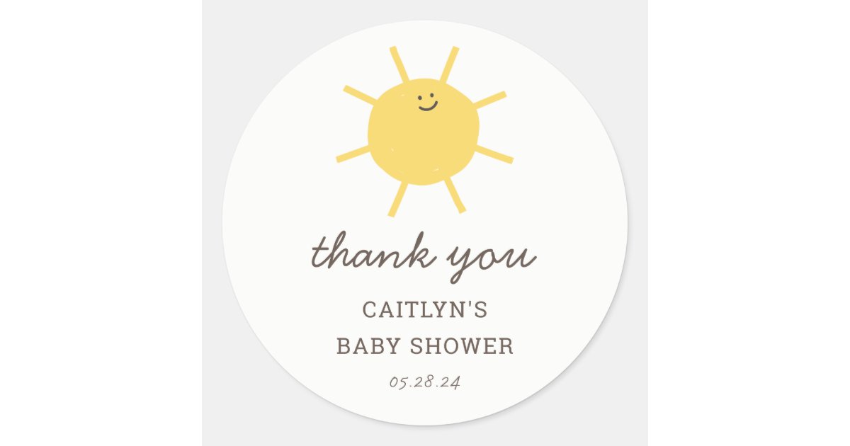 Little Sunshine Baby Shower Thank You Classic Round Sticker | Zazzle