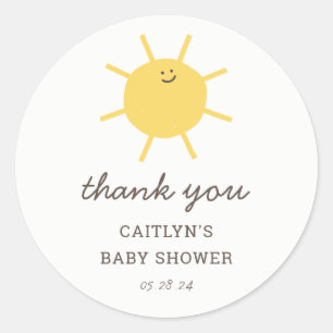 Little Sunshine Baby Shower Thank You Classic Round Sticker