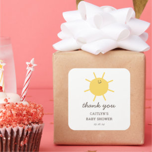 Little Sunshine Baby Shower Thank You Favours Square Sticker