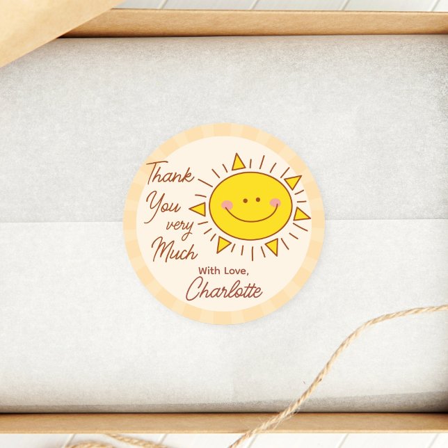 Little Sunshine Baby Shower Thank You Very Much Classic Round Sticker (Creator Uploaded)