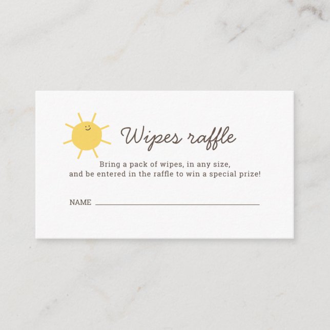 Little Sunshine Baby Shower Wipes Raffle Enclosure Card (Front)
