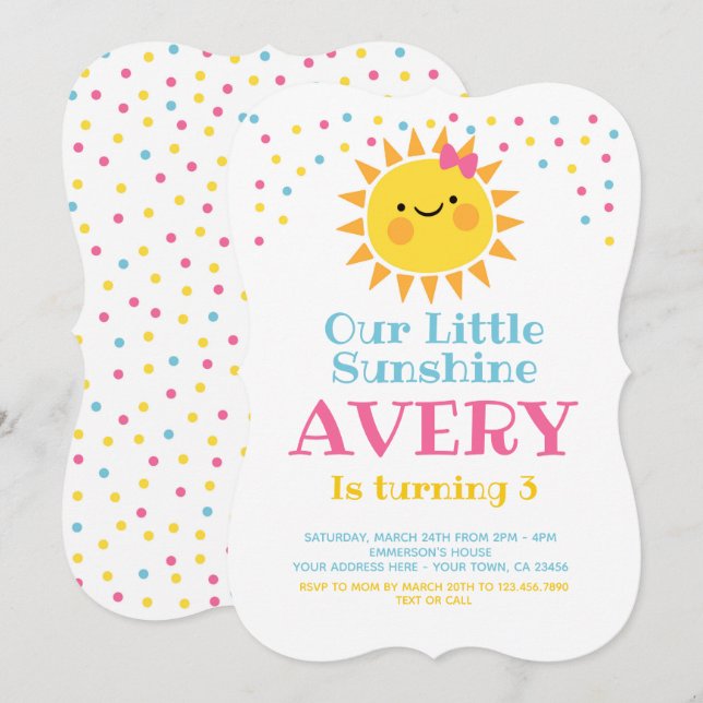 Little Sunshine Birthday Invitation (Front/Back)