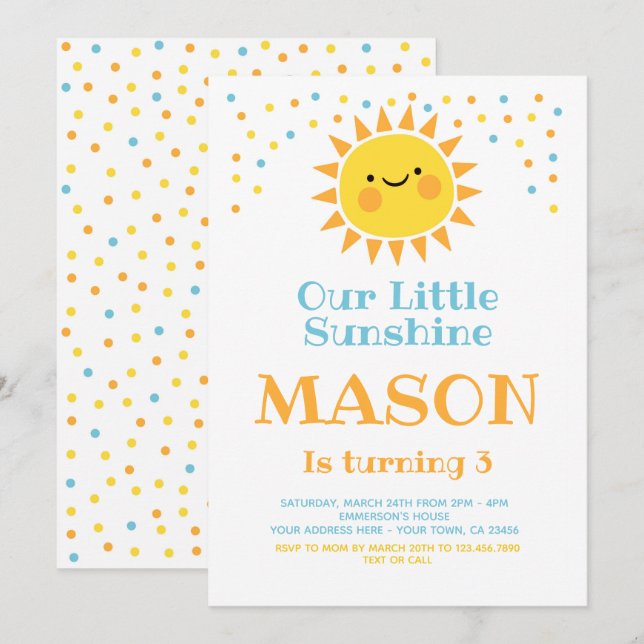 Little Sunshine Birthday Invitation (Front/Back)