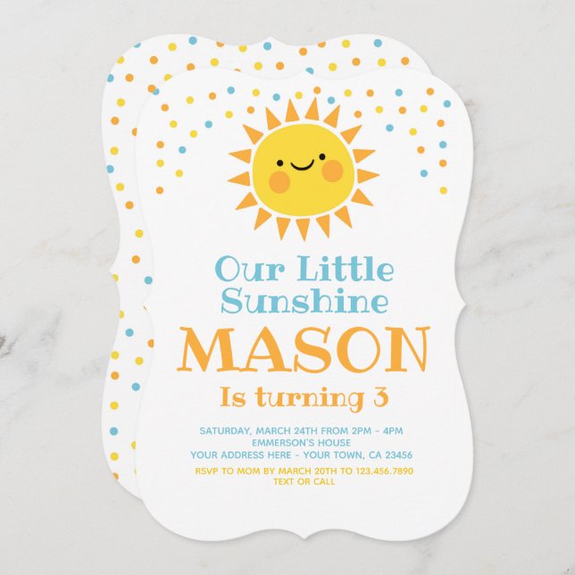 Little Sunshine Birthday Invitation (Front/Back)
