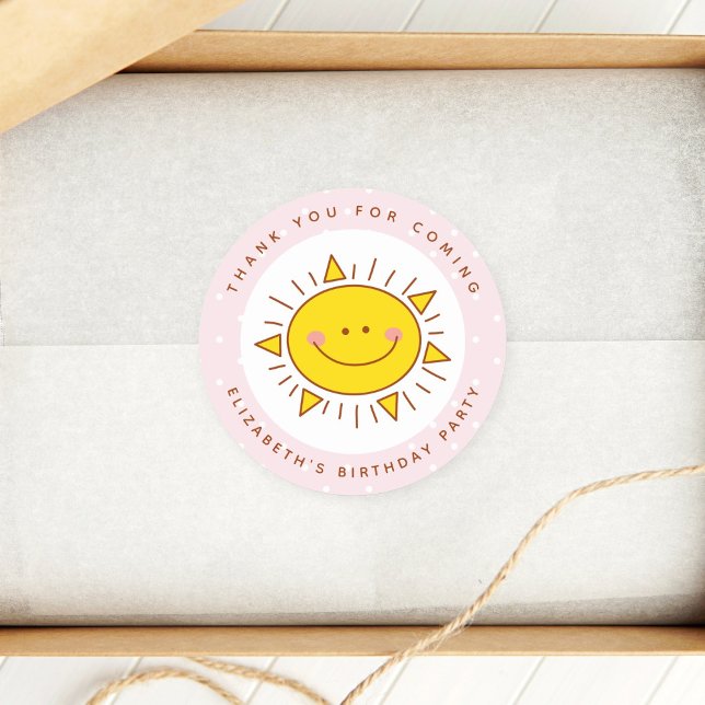 Little Sunshine Birthday Thank You For Coming Classic Round Sticker (Creator Uploaded)