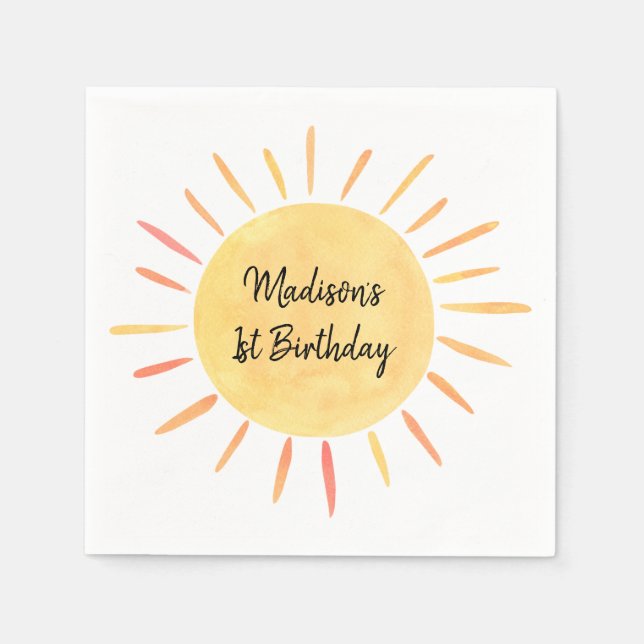 Little Sunshine Boho Birthday Napkin (Front)