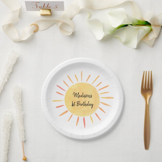 Little Sunshine Boho Birthday Paper Plate (Wedding)