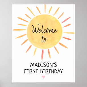 Little Sunshine Boho Birthday Welcome Poster