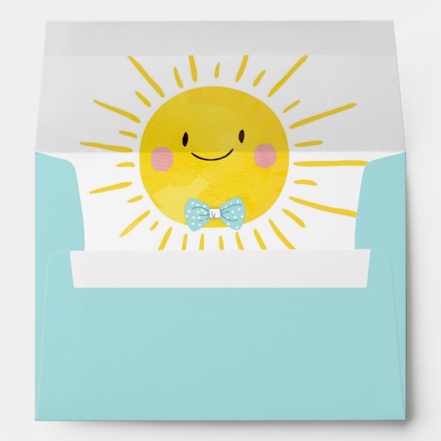Little Sunshine Boy Blue Bow Tie Baby Sun Envelope (Back (Bottom))