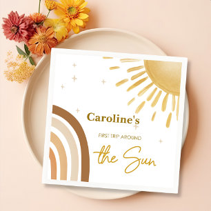 Little Sunshine First Trip Around the Sun Birthday Napkin