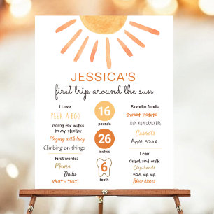 Little Sunshine First Trip Sun Birthday Milestones Poster