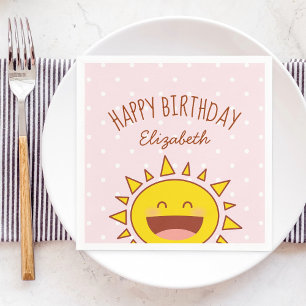 Little Sunshine Girl Birthday Happy Birthday Party Napkin