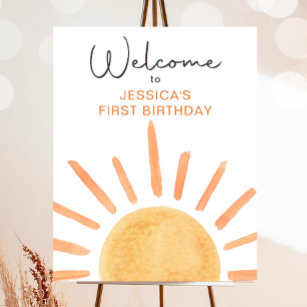 Little Sunshine Girl Boho Sun Birthday Welcome Poster