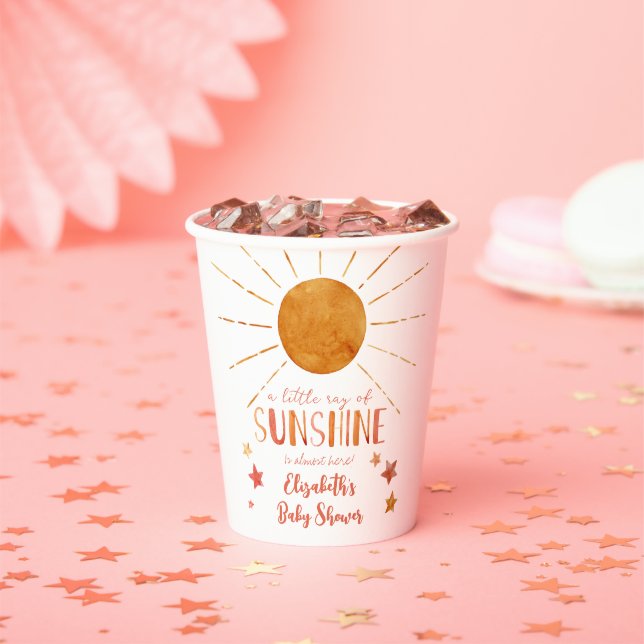 Little Sunshine Girl Whimsical Baby Shower  Paper Cups (Insitu)