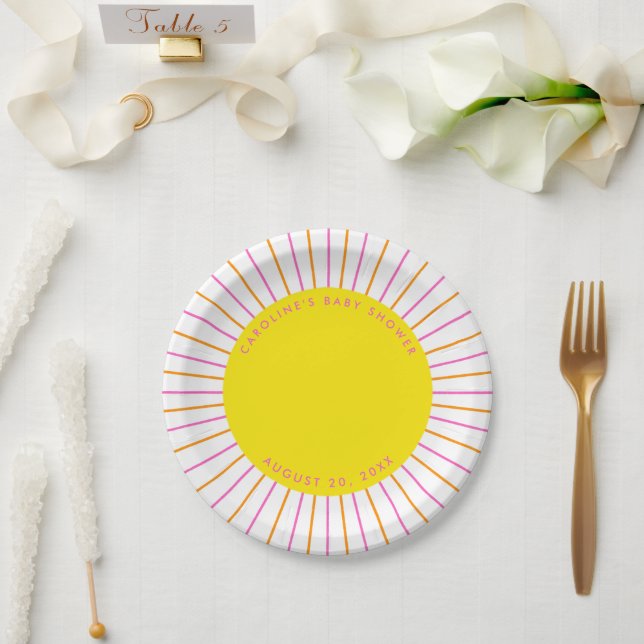 Little Sunshine is on the way Neutral Baby Shower Paper Plate (Wedding)