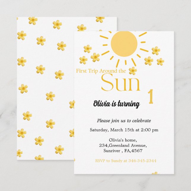 Little sunshine is one first sunshine birthday  (Front/Back)