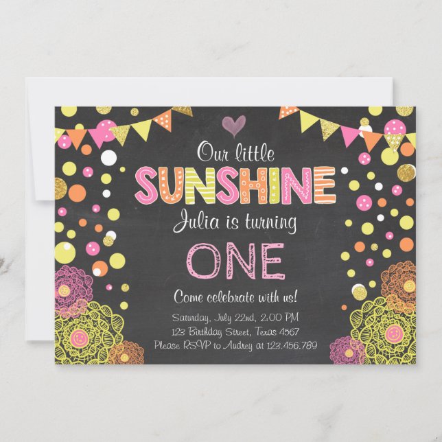 Little Sunshine Lemonade Pink Birthday invitation (Front)
