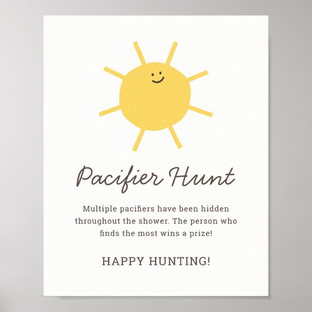 Little Sunshine Pacifier Hunt Game Sign (Front)