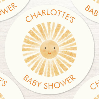 Little Sunshine Personalised Baby Shower Classic Round Sticker