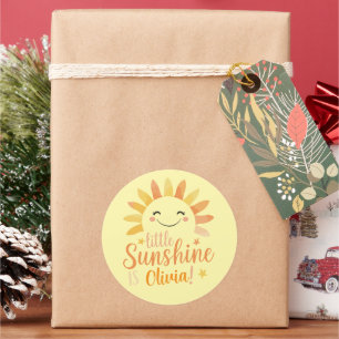 Little Sunshine Personalised Round Sticker