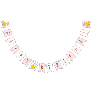 Little Sunshine Pink Polka Dots Baby 1st Birthday Bunting