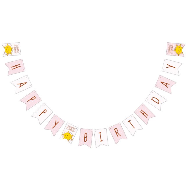 Little Sunshine Pink Polka Dots Baby 1st Birthday Bunting (All)