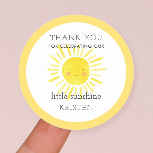 Little Sunshine Thank You Favour Classic Round Sticker