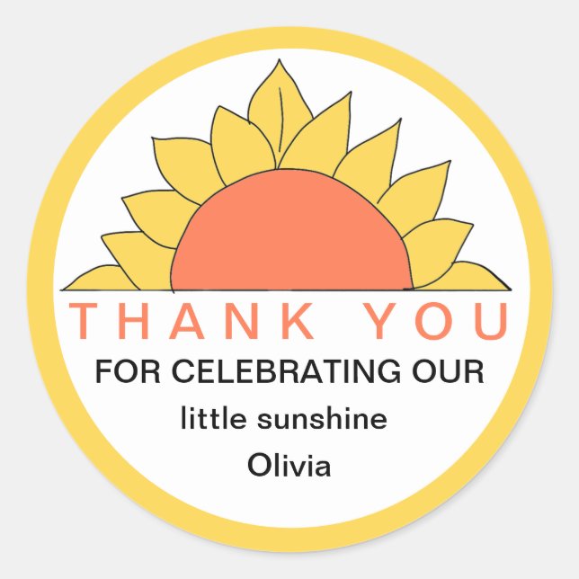 Little Sunshine Thank You Favour Sticker (Front)