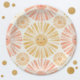 Little Sunshine Watercolor Pattern Paper Plate