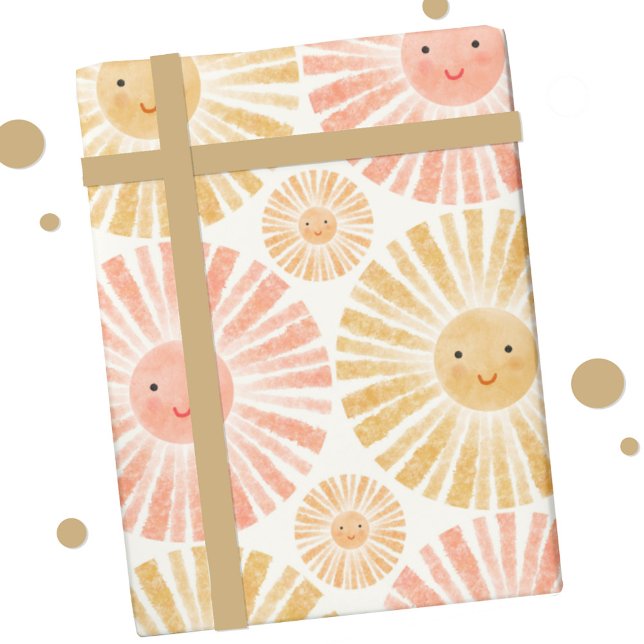 Little Sunshine Watercolor Pattern Wrapping Paper (Happy sunshine watercolor pattern gift wrapping paper roll)