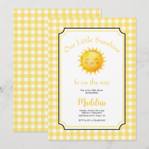 Little Sunshine Yellow Sun Baby Shower Party Invitation
