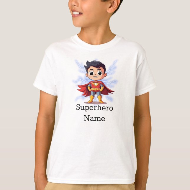 Little Superhero Action Personalised T-Shirt (Front)