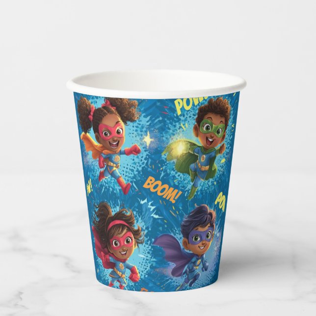 Little Superheroes Party Paper Cups (Front)
