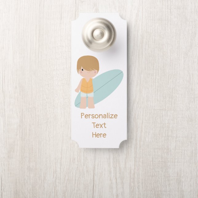 Little Surfer Dude Boy Kids Room Door Hanger (On Knob)