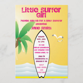 Little Surfer Girl Baby Shower Invite