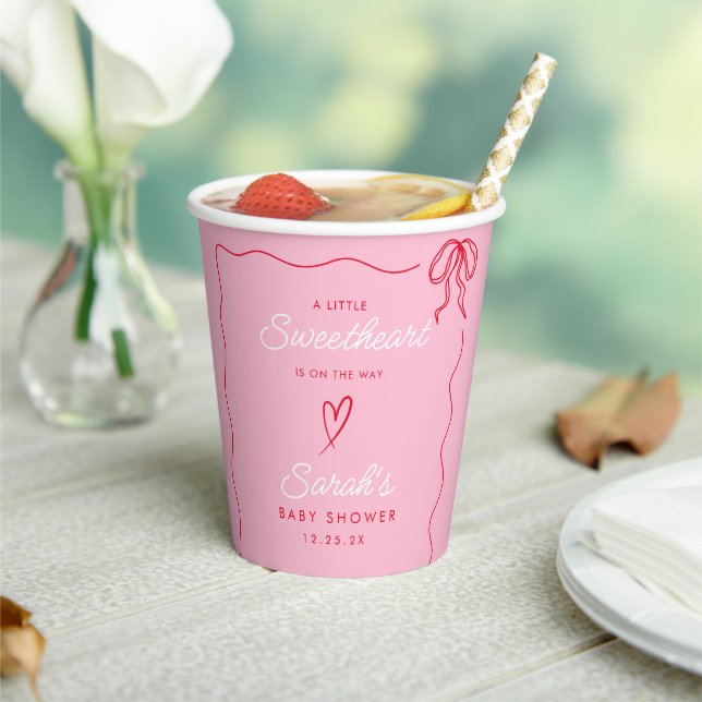 Little Sweatheart Valentines Pink Red Baby Shower  Paper Cups (Insitu)