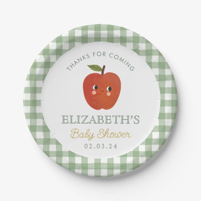 Little Sweet Apple Baby Shower  Paper Plate (Front)