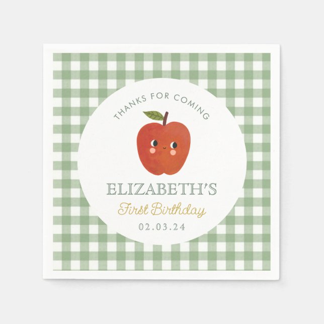 Little Sweet Apple  First Birthday Napkin (Front)