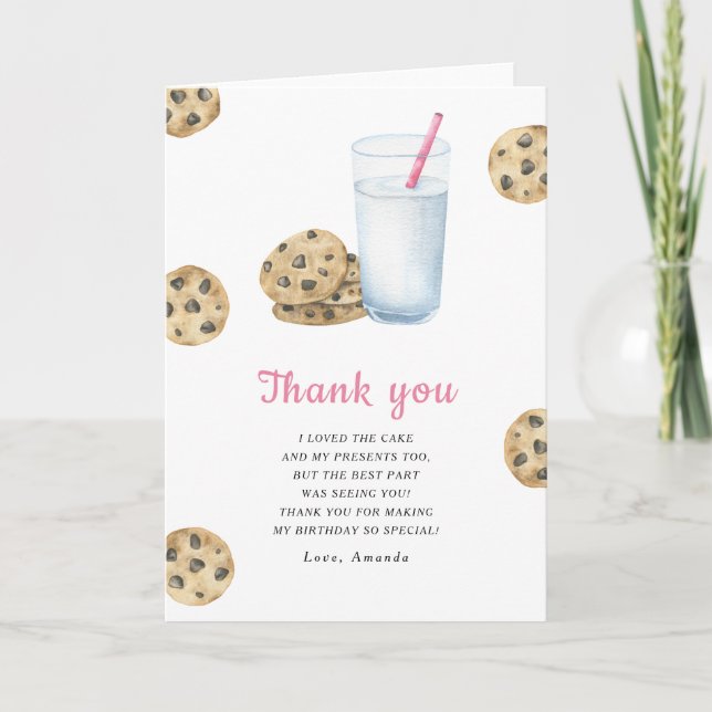 Little Sweet Cookie girl birthday party thank you Card (Front)