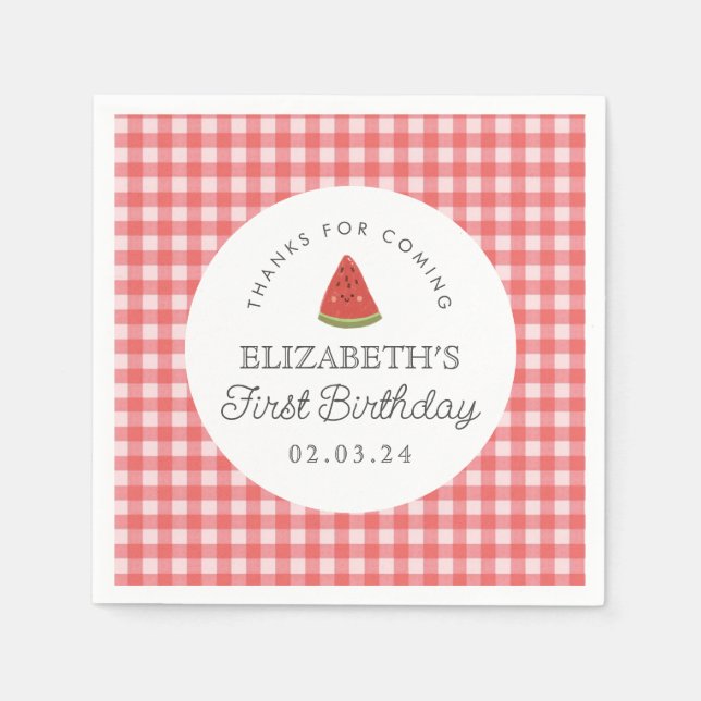 Little Sweet Melon First Birthday Napkin (Front)