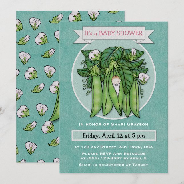 Little Sweet Pea Baby Shower Invitation (Front/Back)