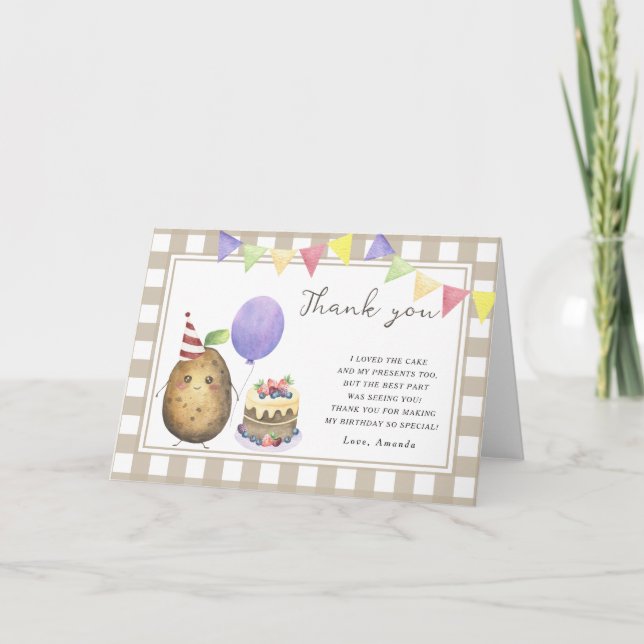 Little Sweet Potato birthday party thank you (Front)