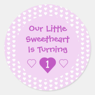 Little Sweetheart 1st Birthday Classic Round Sticker