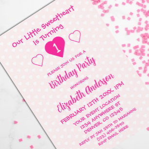 Little Sweetheart 1st Birthday Invitation
