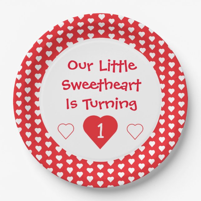 Little Sweetheart 1st Birthday Paper Plate (Front)