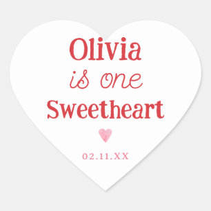 Little Sweetheart 1st Birthday Party Heart Sticker
